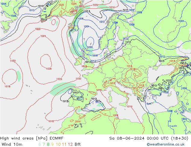 Windvelden ECMWF za 08.06.2024 00 UTC