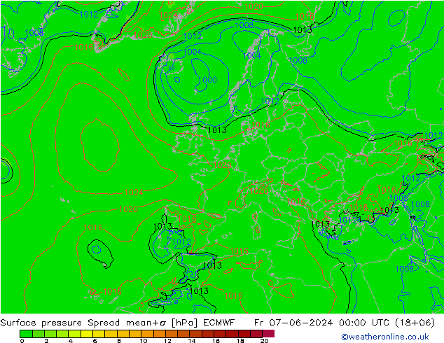 pression de l'air Spread ECMWF ven 07.06.2024 00 UTC