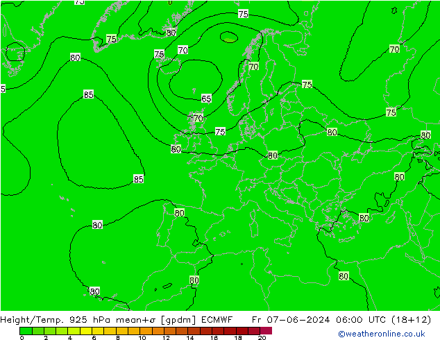 Yükseklik/Sıc. 925 hPa ECMWF Cu 07.06.2024 06 UTC