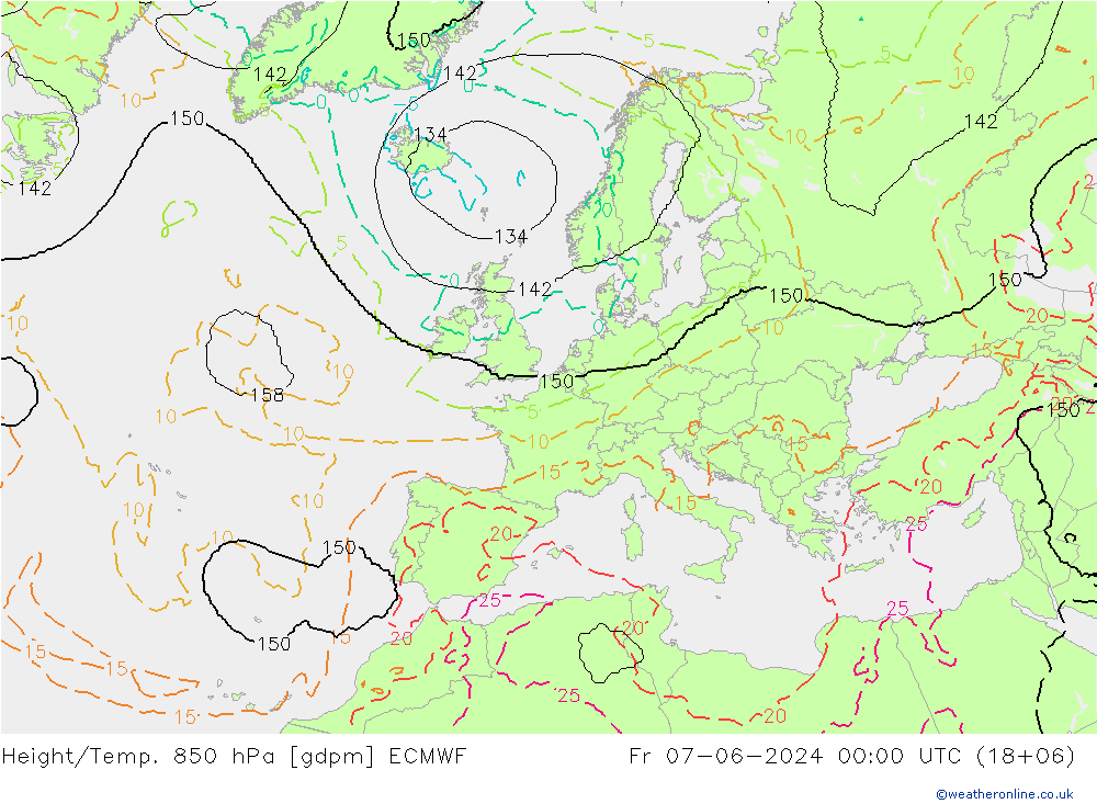 Height/Temp. 850 hPa ECMWF Sex 07.06.2024 00 UTC
