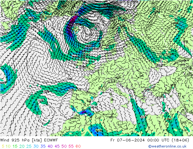 Wind 925 hPa ECMWF Fr 07.06.2024 00 UTC