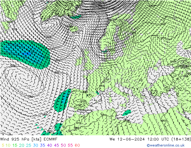 wiatr 925 hPa ECMWF śro. 12.06.2024 12 UTC