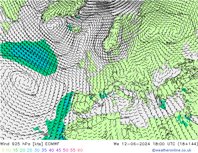 wiatr 925 hPa ECMWF śro. 12.06.2024 18 UTC