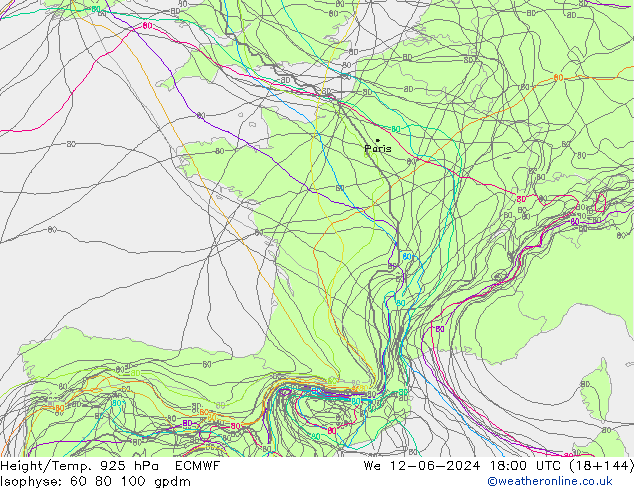 Height/Temp. 925 hPa ECMWF St 12.06.2024 18 UTC
