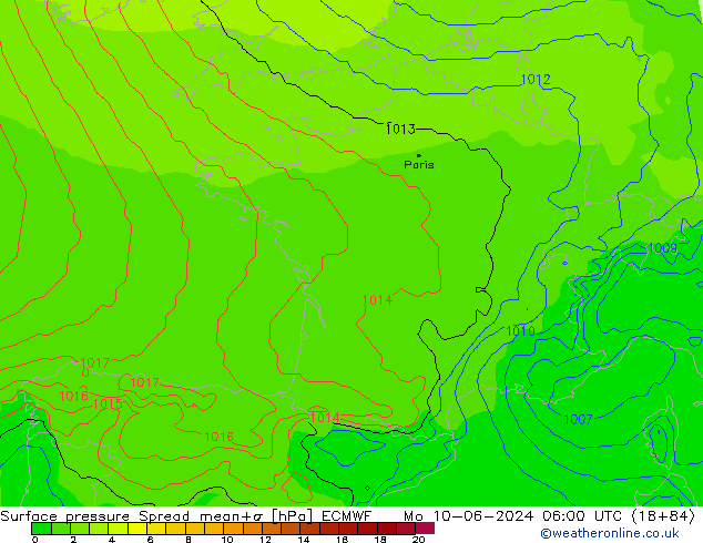 Yer basıncı Spread ECMWF Pzt 10.06.2024 06 UTC