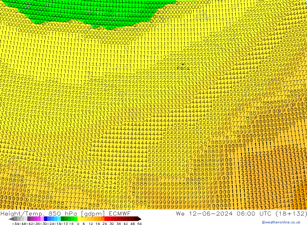 Height/Temp. 850 hPa ECMWF We 12.06.2024 06 UTC