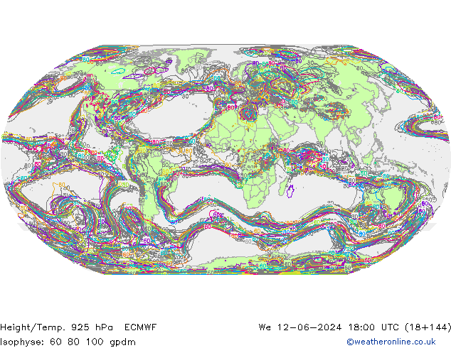 Height/Temp. 925 hPa ECMWF We 12.06.2024 18 UTC