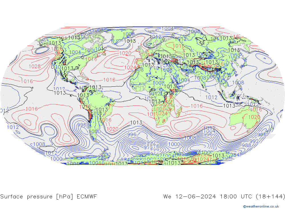 Bodendruck ECMWF Mi 12.06.2024 18 UTC