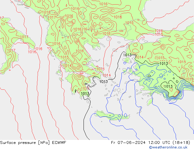 pression de l'air ECMWF ven 07.06.2024 12 UTC