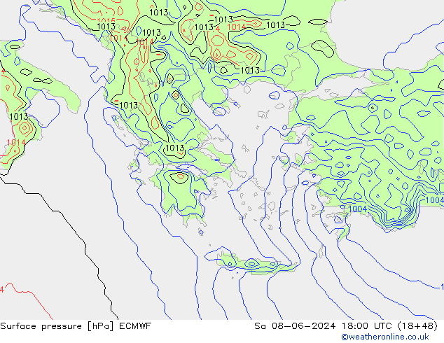 Pressione al suolo ECMWF sab 08.06.2024 18 UTC