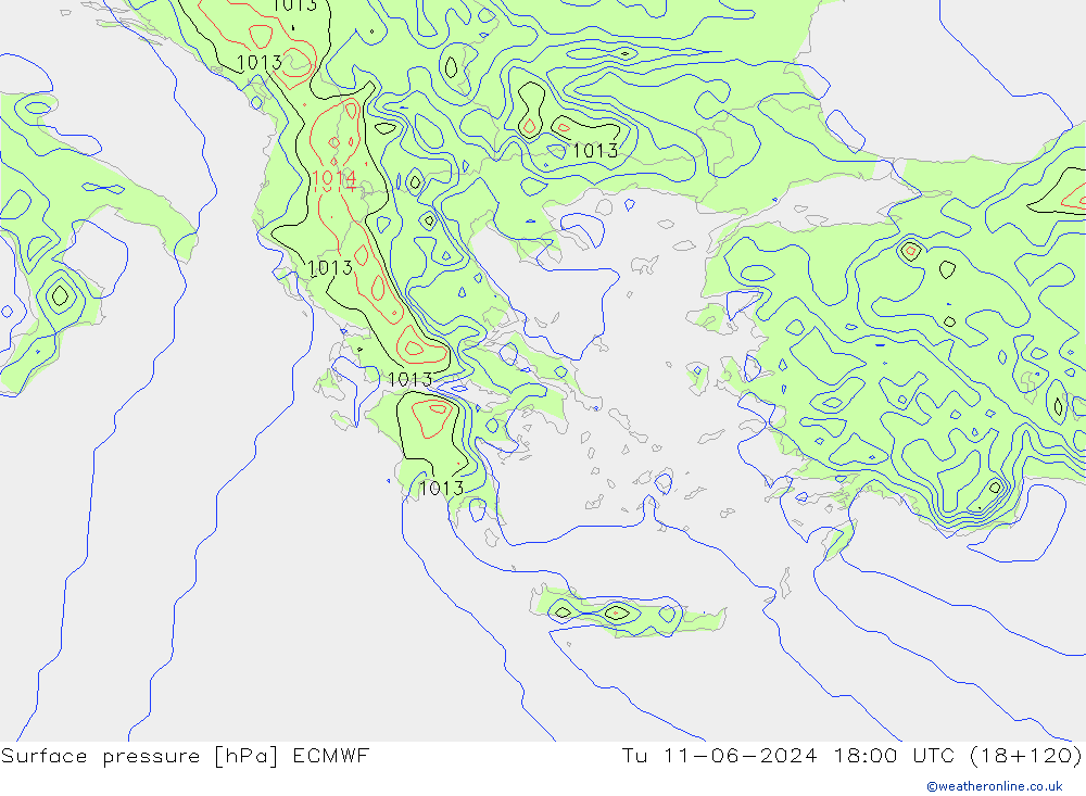 Pressione al suolo ECMWF mar 11.06.2024 18 UTC