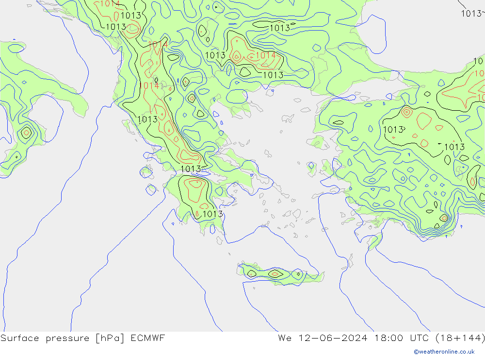 приземное давление ECMWF ср 12.06.2024 18 UTC