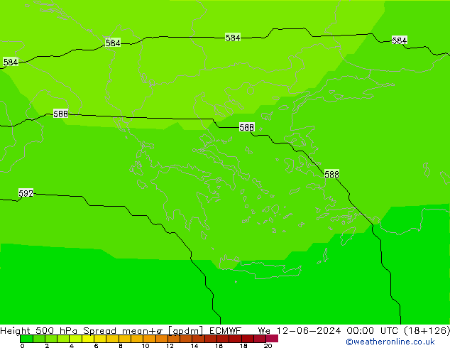 Height 500 гПа Spread ECMWF ср 12.06.2024 00 UTC