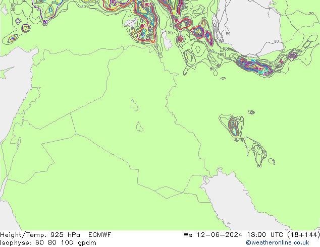 Height/Temp. 925 hPa ECMWF  12.06.2024 18 UTC