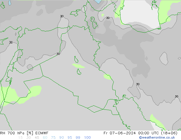 RH 700 hPa ECMWF Fr 07.06.2024 00 UTC