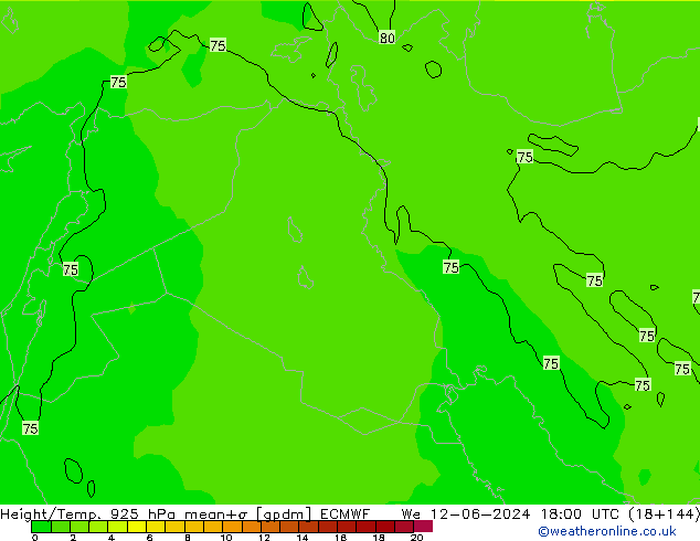 Height/Temp. 925 hPa ECMWF We 12.06.2024 18 UTC