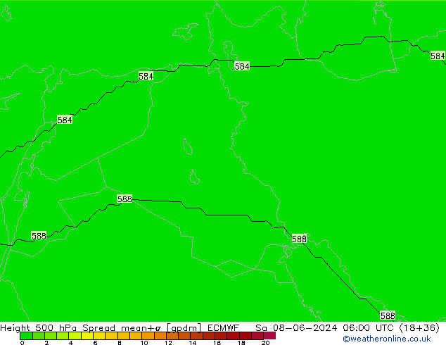 Height 500 hPa Spread ECMWF So 08.06.2024 06 UTC