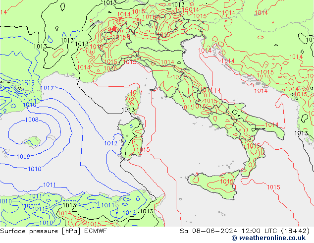 Luchtdruk (Grond) ECMWF za 08.06.2024 12 UTC