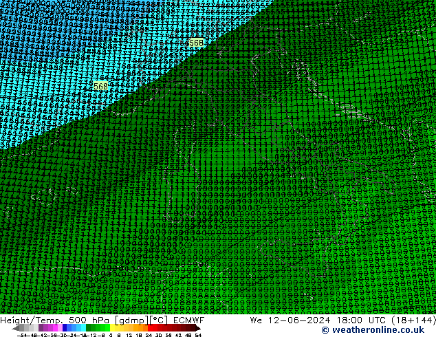 Geop./Temp. 500 hPa ECMWF mié 12.06.2024 18 UTC