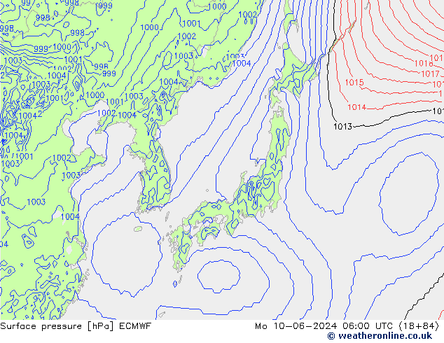 Pressione al suolo ECMWF lun 10.06.2024 06 UTC