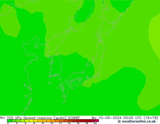 RH 700 гПа Spread ECMWF пн 10.06.2024 00 UTC