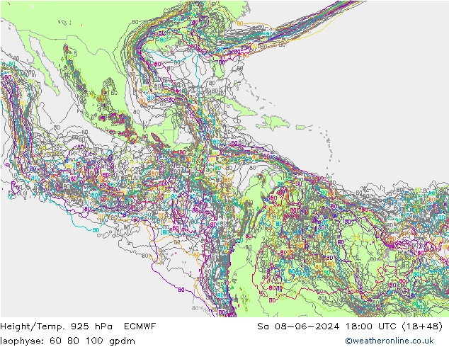 Height/Temp. 925 hPa ECMWF  08.06.2024 18 UTC