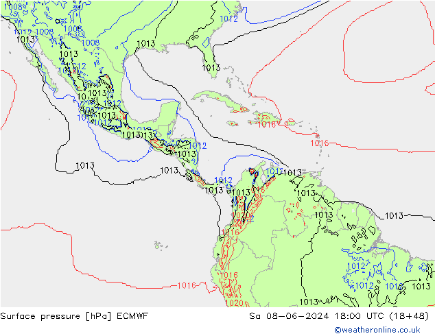 Atmosférický tlak ECMWF So 08.06.2024 18 UTC