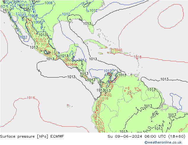 pression de l'air ECMWF dim 09.06.2024 06 UTC