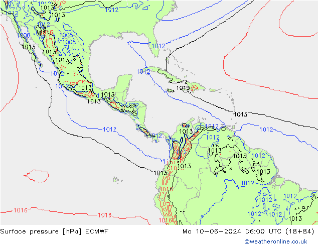 Luchtdruk (Grond) ECMWF ma 10.06.2024 06 UTC