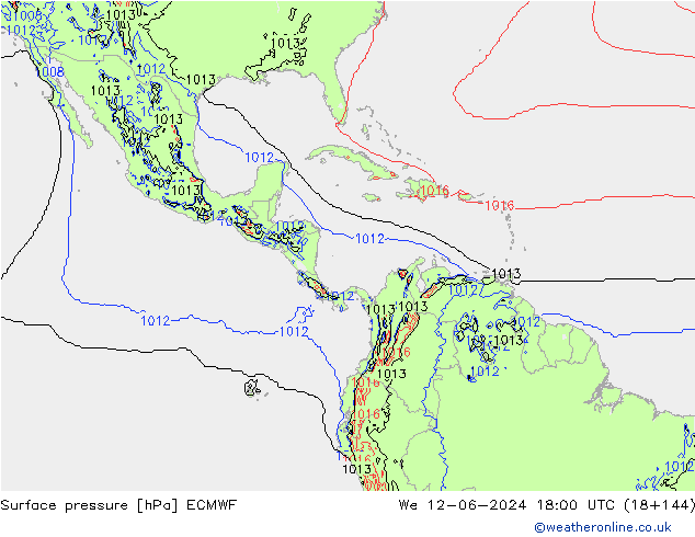 Surface pressure ECMWF We 12.06.2024 18 UTC