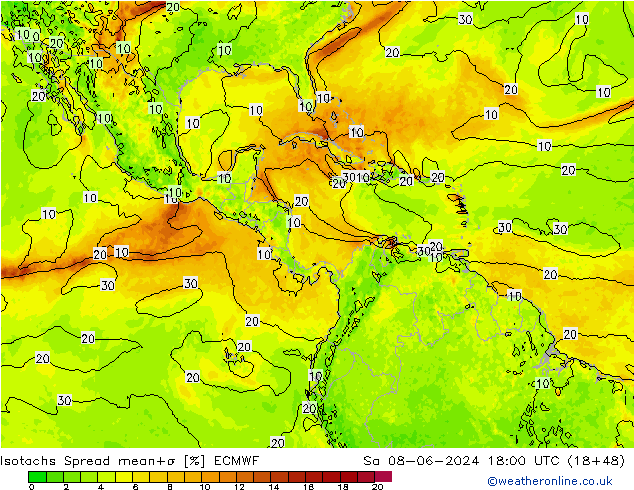 Isotachs Spread ECMWF  08.06.2024 18 UTC