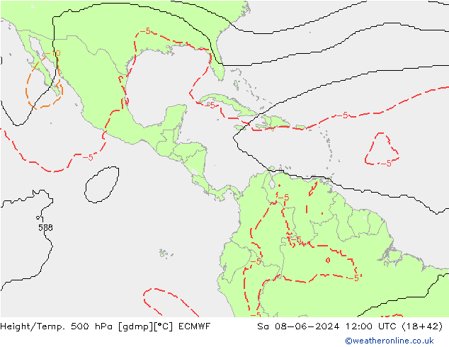 Height/Temp. 500 hPa ECMWF sab 08.06.2024 12 UTC