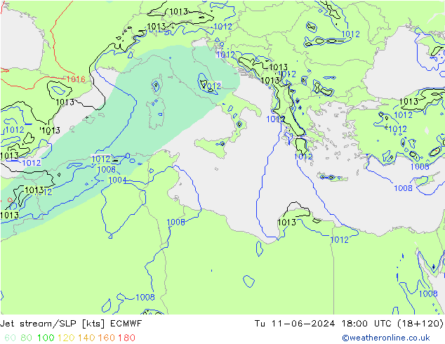 Jet stream ECMWF Ter 11.06.2024 18 UTC