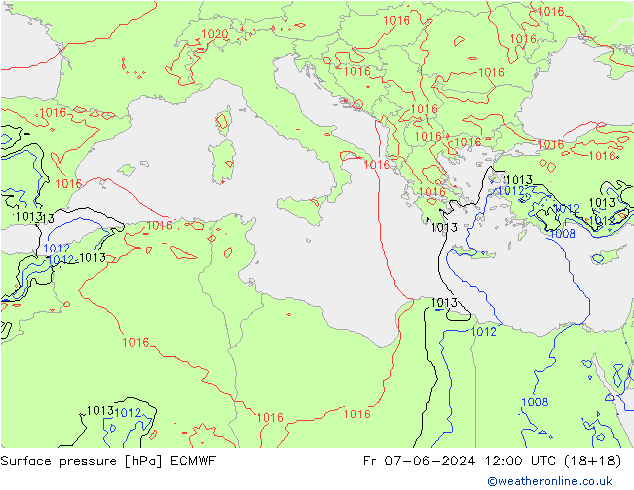 Yer basıncı ECMWF Cu 07.06.2024 12 UTC