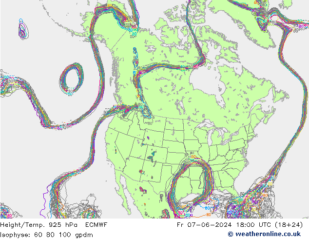 Height/Temp. 925 hPa ECMWF Fr 07.06.2024 18 UTC