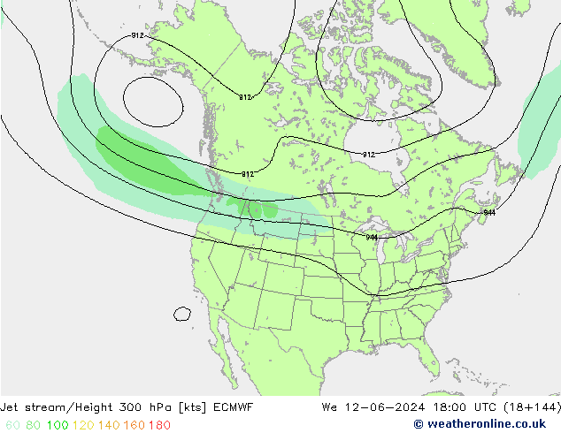 Jet stream/Height 300 hPa ECMWF We 12.06.2024 18 UTC