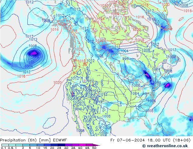 Précipitation (6h) ECMWF ven 07.06.2024 00 UTC