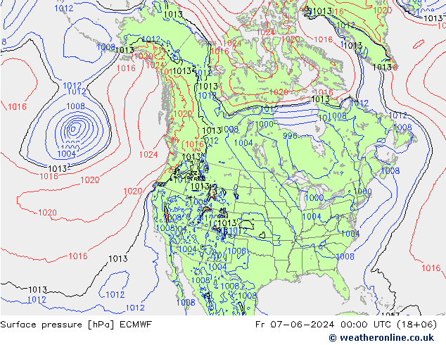 pressão do solo ECMWF Sex 07.06.2024 00 UTC