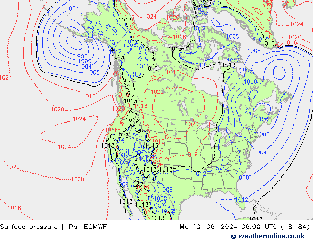 Surface pressure ECMWF Mo 10.06.2024 06 UTC