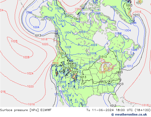 Bodendruck ECMWF Di 11.06.2024 18 UTC