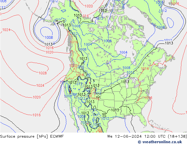 Luchtdruk (Grond) ECMWF wo 12.06.2024 12 UTC