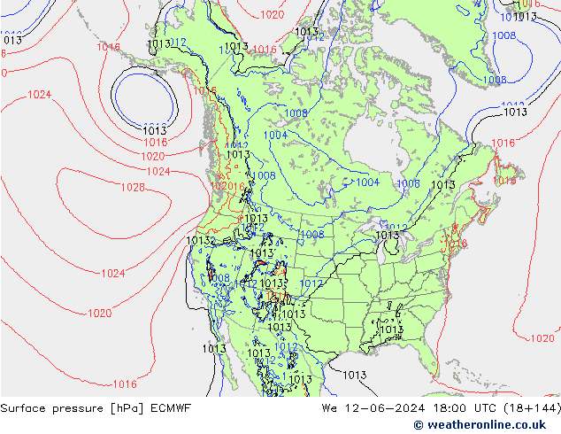 Atmosférický tlak ECMWF St 12.06.2024 18 UTC