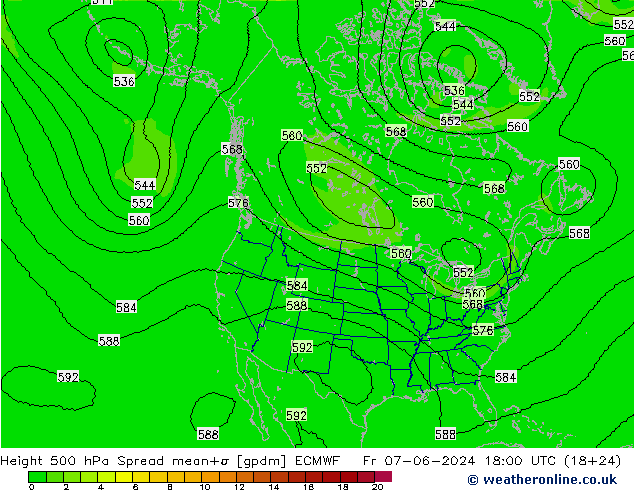 Height 500 hPa Spread ECMWF  07.06.2024 18 UTC