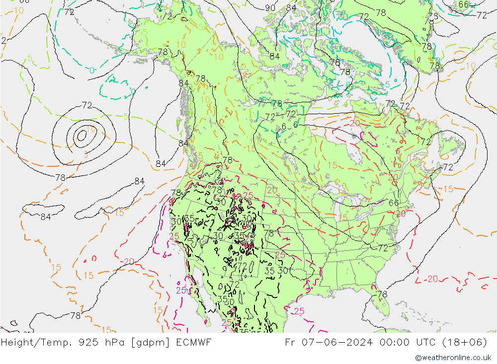 Height/Temp. 925 hPa ECMWF Fr 07.06.2024 00 UTC