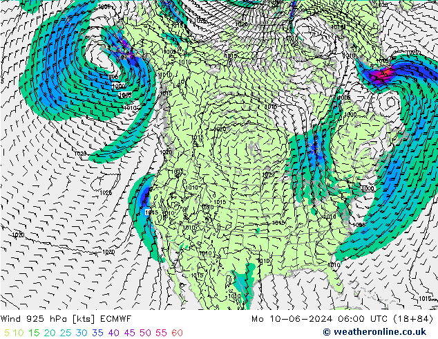 Wind 925 hPa ECMWF Mo 10.06.2024 06 UTC