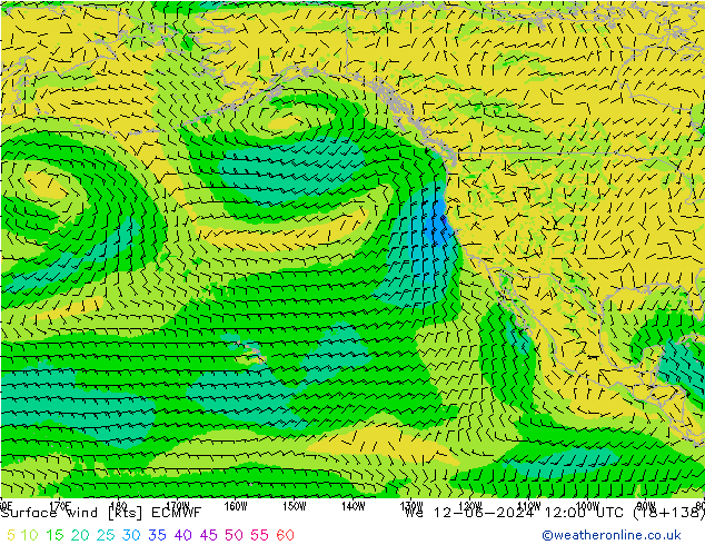 Vento 10 m ECMWF Qua 12.06.2024 12 UTC