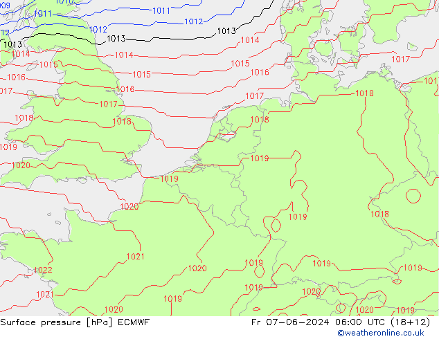 Bodendruck ECMWF Fr 07.06.2024 06 UTC