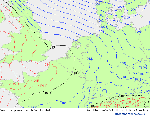 Pressione al suolo ECMWF sab 08.06.2024 18 UTC