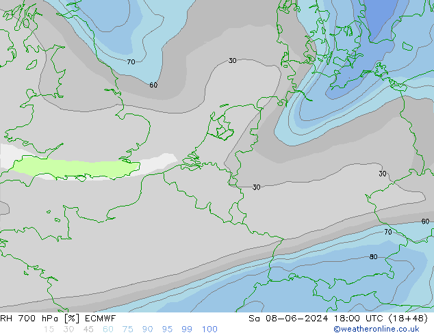 RH 700 hPa ECMWF  08.06.2024 18 UTC