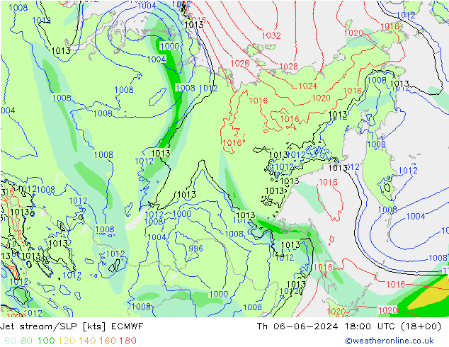 Corriente en chorro ECMWF jue 06.06.2024 18 UTC